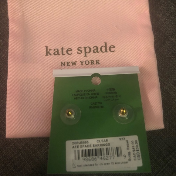 Kate Spade Clear Stud Earings - Picture 3 of 3